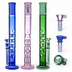 Clover Glass - 19" Cylindrical Flow Tube of Serenity Fab Egg Water Pipe [WPA-405]